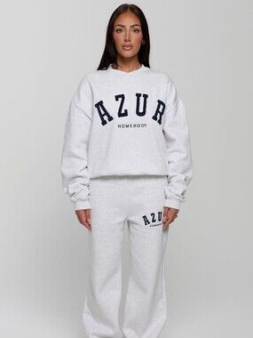 Azur Cloud Homebody Crew Neck Sweater Heathered Gray Small